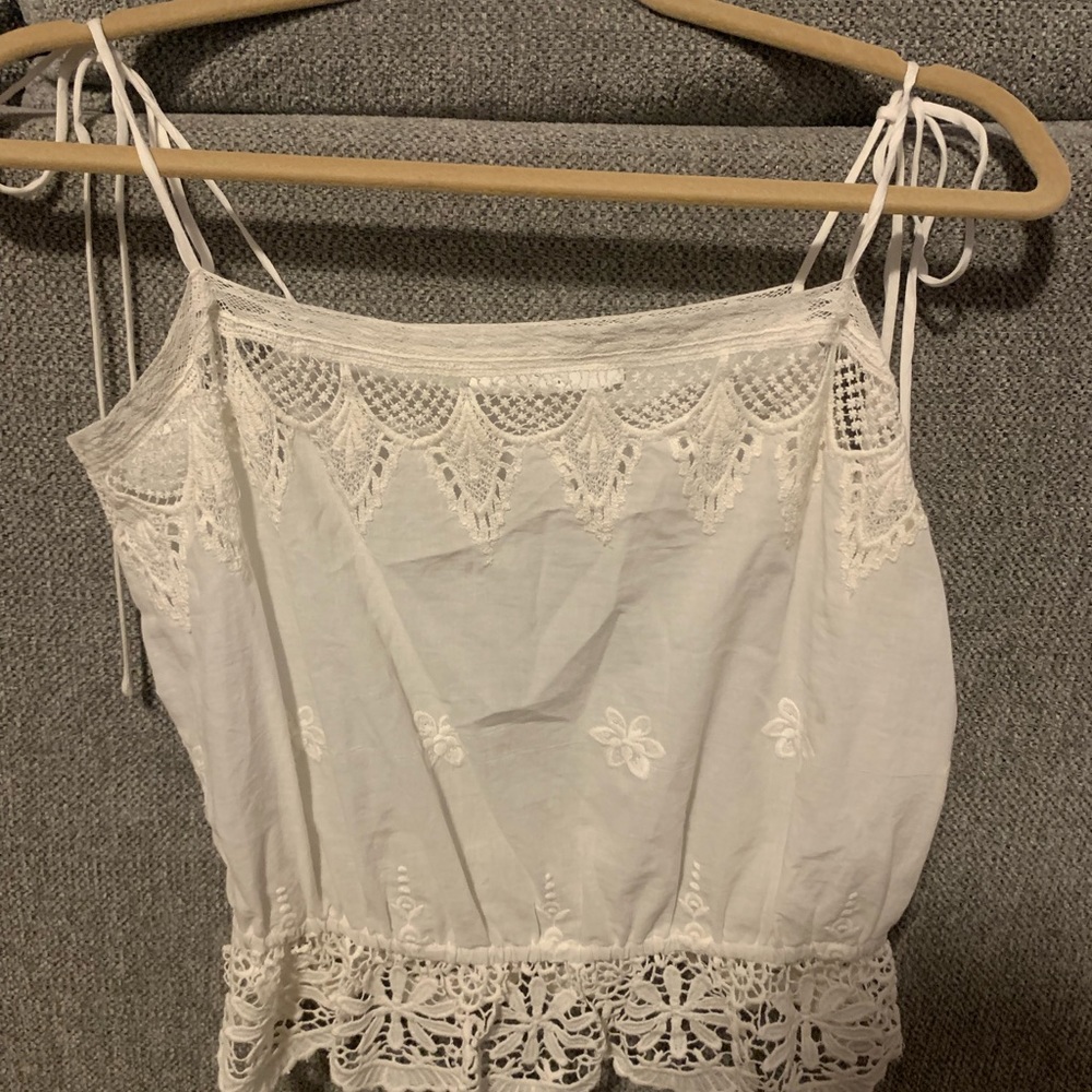 Spring/summer essential.  New white cotton eyelet tank
